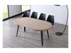 Mesa redonda extensible Berg roble nordish patas negras 76 cm(alto) 100cm(ancho) 100-140-1