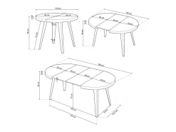 Mesa Redonda Extensible Bali Roble Nordish Blanco 76x100-180 cm