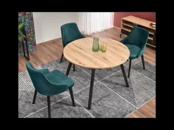 Mesa redonda extensible en negro y madera 102cm Storend