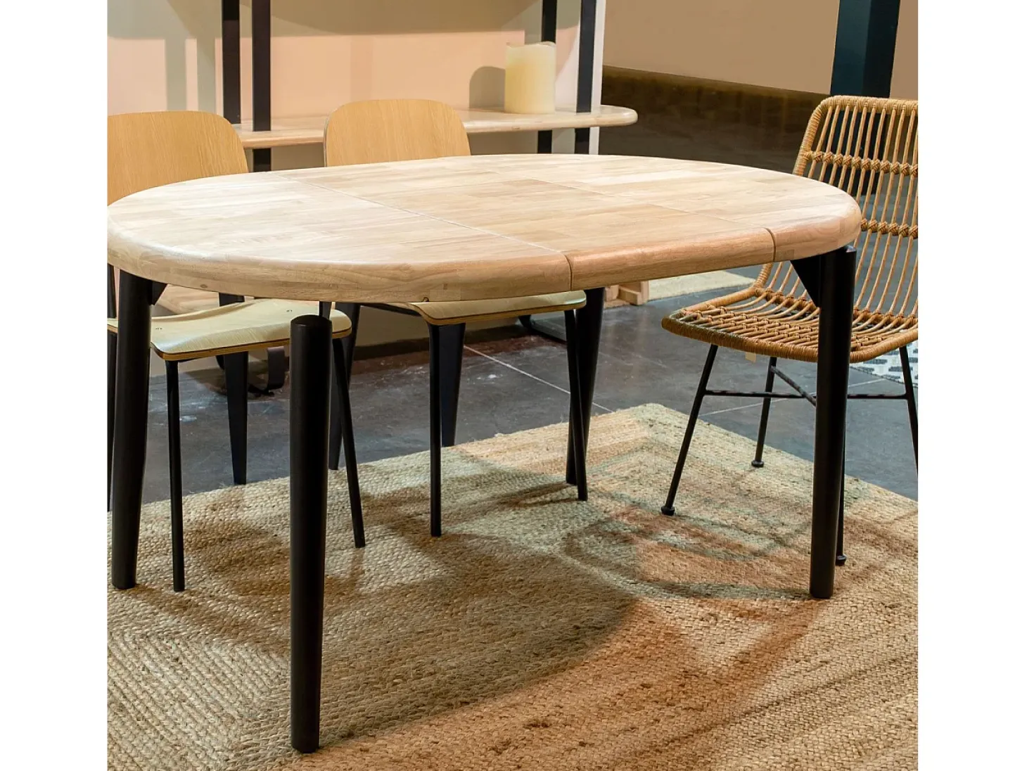 Mesa redonda extensible Padma Negro - Roble