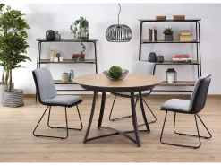 Mesa redonda extensible roble patas acero negro Ø118/148 cm