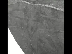 Mesa redonda extensible Sorin 120 cm efecto mármol gris con base negra mate