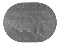 Mesa redonda extensible Sorin 120 cm efecto mármol gris con base negra mate