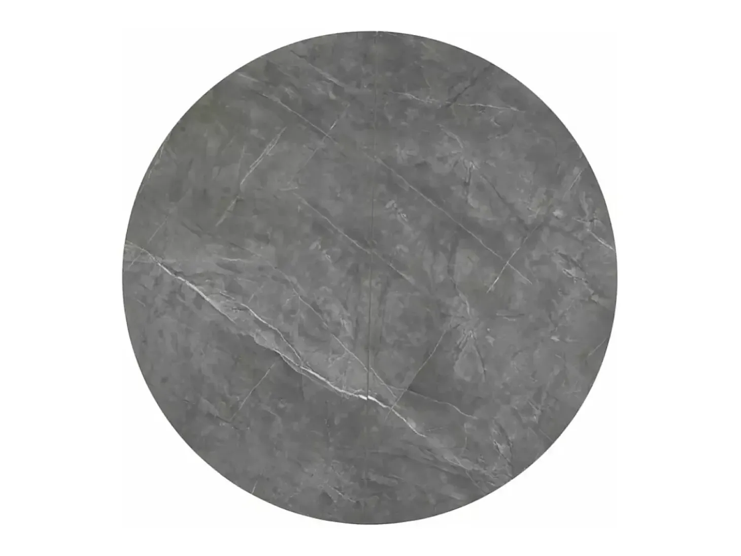 Mesa redonda extensible Sorin 120 cm efecto mármol gris con base negra mate