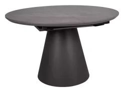 Mesa redonda extensible Sorin 120 cm efecto mármol gris con base negra mate