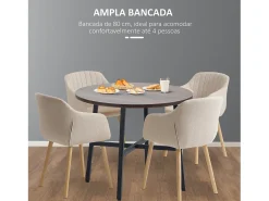Mesa redonda Gauta Homcom diseño fijo marrón oscuro/negro Ø80x76 cm