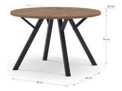 Mesa redonda para 4 personas 120x77 cm