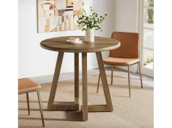 Mesa redonda pequeña para 2-4 personas, mesa de cocina de 80 cm para comedor, sala de estar, color marrón (solo la mesa)