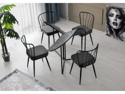 Mesa redonda plegable SINOLA 100 cm – Practicidad y diseño compacto-Negro