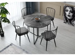 Mesa redonda plegable SINOLA 100 cm – Practicidad y diseño compacto-Gris