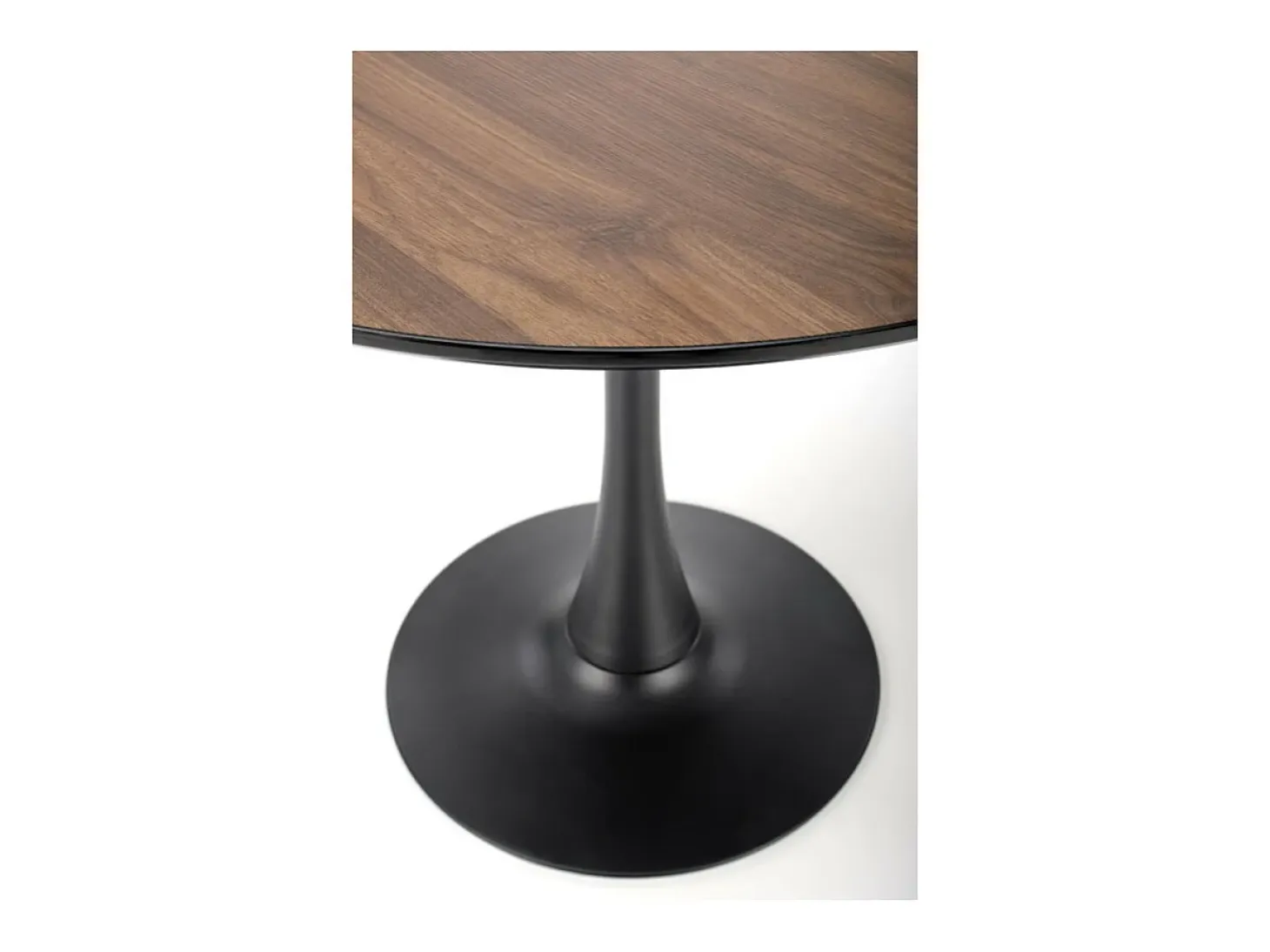 Mesa redonda Sirocco 90 cm de nogal con pata central negra