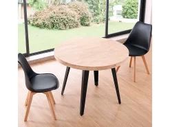 Mesa Salón Redonda Fija Bali Roble Nordish/Negro 76x100x100 cm