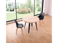 Mesa Salón Redonda Fija Bali Roble Nordish/Negro 76x100x100 cm