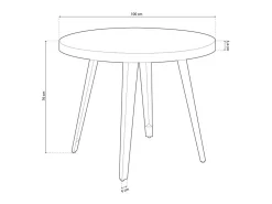 Mesa Salón Redonda Fija Bali Roble Nordish/Negro 76x100x100 cm