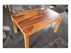 Mesa TAVINA – Madera maciza de sheesham – 135 cm – Tablero grueso 97 mm – Estilo rústico
