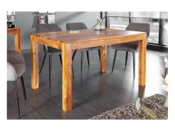 Mesa TAVINA – Madera maciza de sheesham – 135 cm – Tablero grueso 97 mm – Estilo rústico