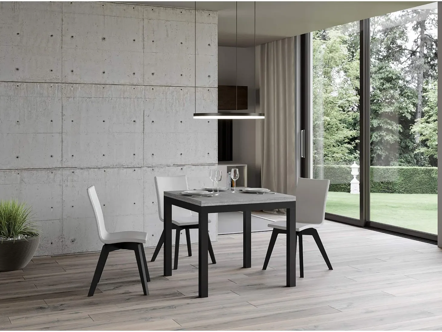 Mesa tipo libro 90x90/180 cm Everyday Libra Cemento estructura Antracita