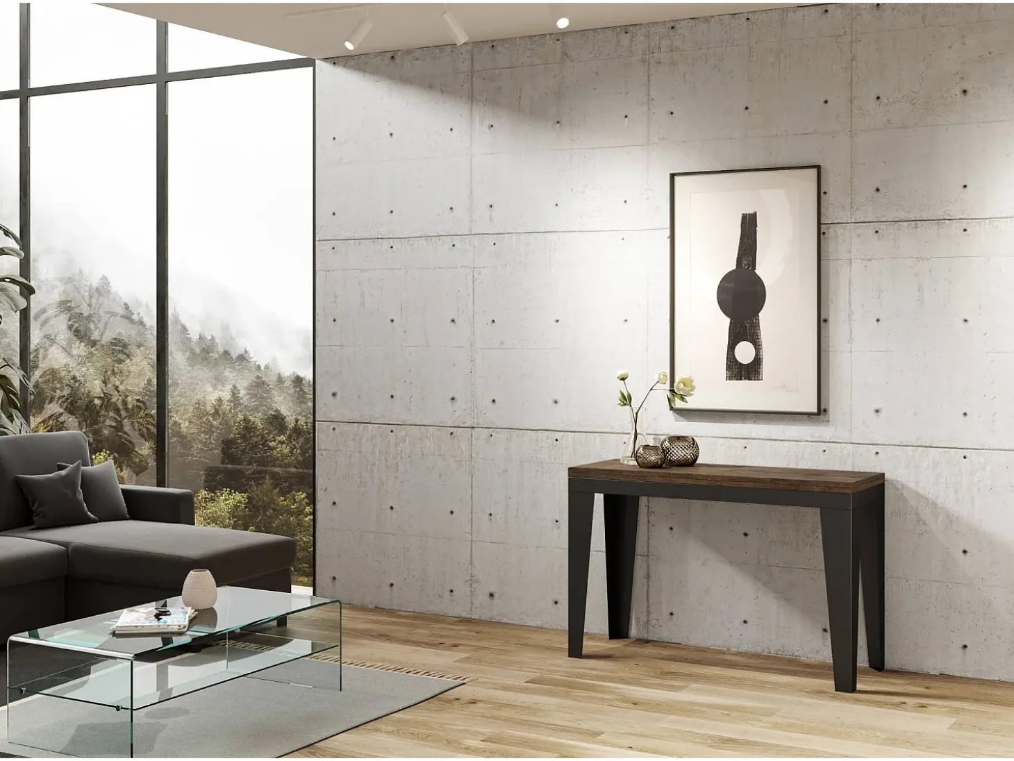 Mesa tipo libro 120x45/90 cm Flame Double Nogal estructura Antracita