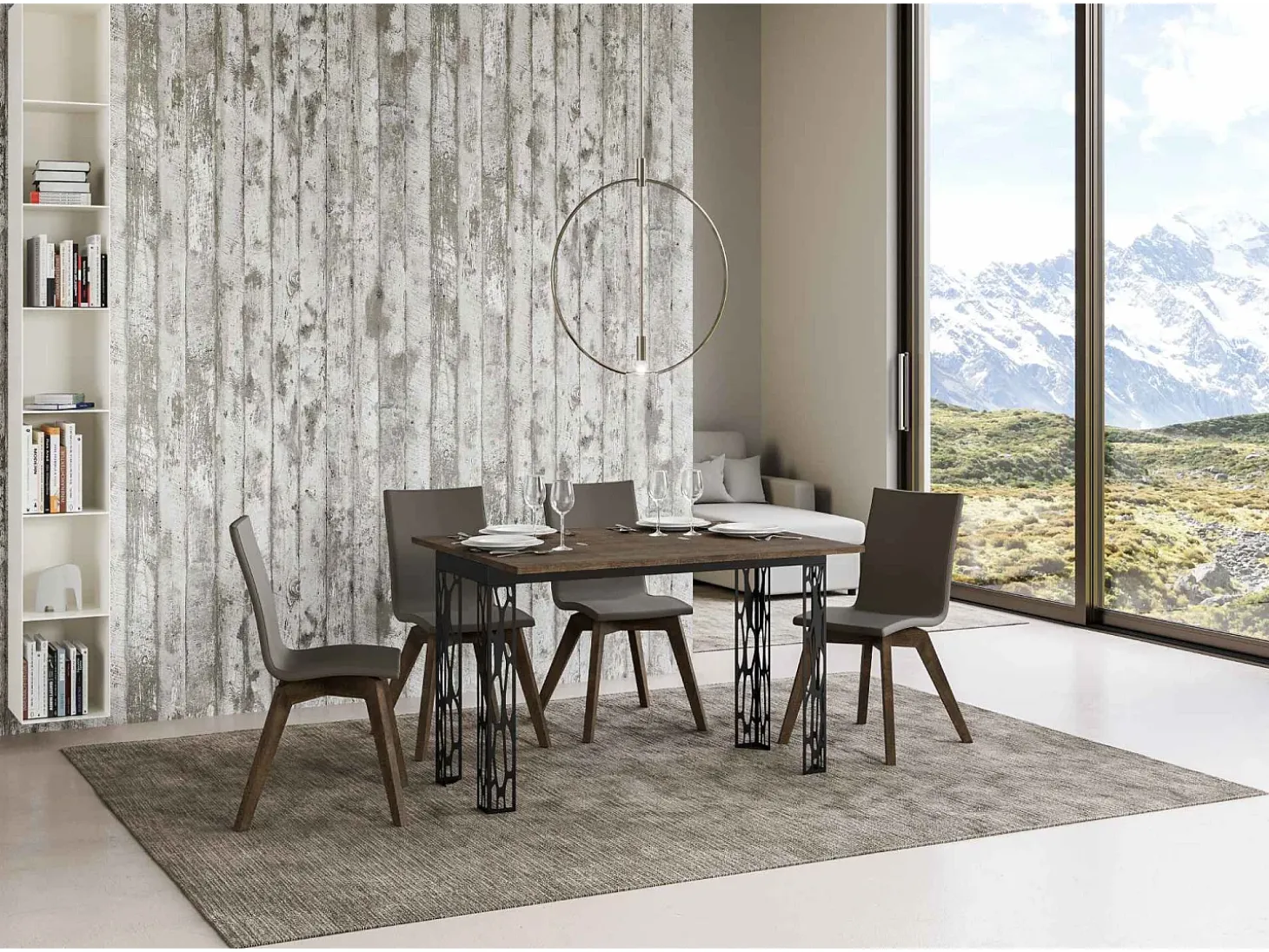 Mesa tipo libro 120x45/90 cm Ghibli Double Nogal estructura Antracita
