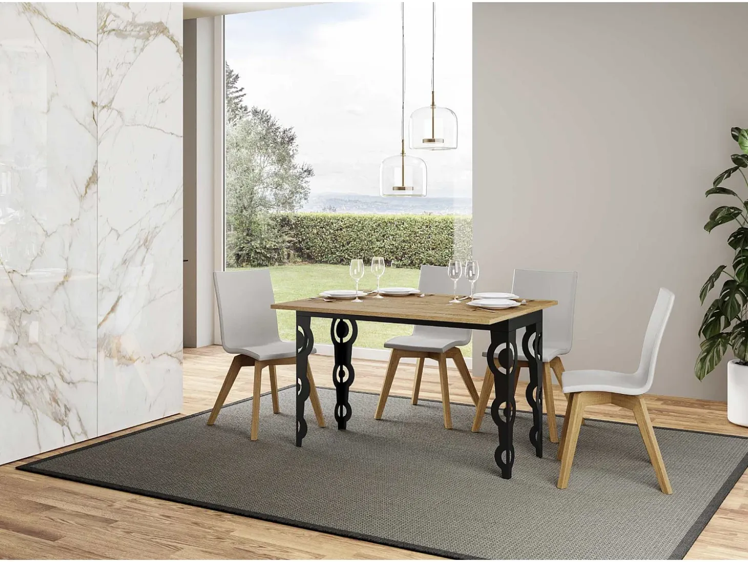 Mesa tipo libro 120x45/90 cm Karamay Double Roble Natural estructura Antracita