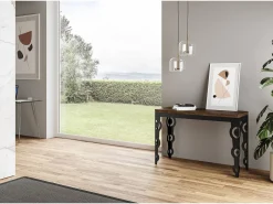 Mesa tipo libro 120/200x45/90 cm Karamay Double Nogal estructura Antracita