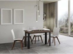 Mesa tipo libro 120/200x45/90 cm Linea Double Nogal estructura Antracita