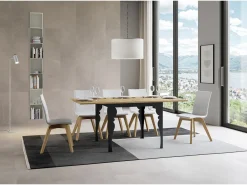 Mesa tipo libro 90x90/180 cm Paxon Libra Roble Natural estructura Antracita