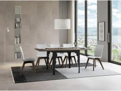 Mesa tipo libro 90x90/180 cm Paxon Libra Nogal estructura Antracita