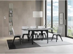 Mesa tipo libro 90x90/180 cm Paxon Libra Cemento estructura Antracita