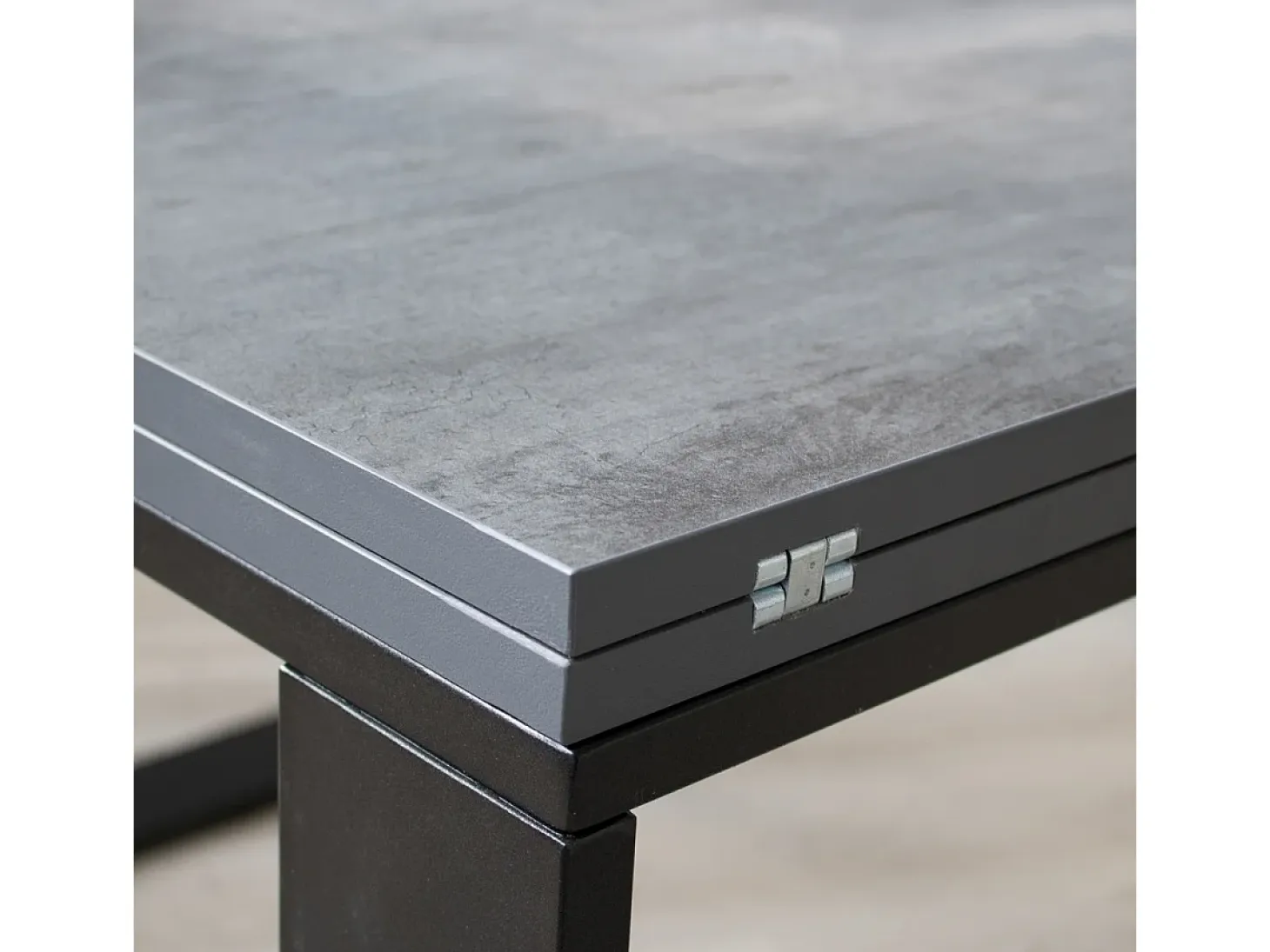 Mesa tipo libro 90x90/180 cm Tecno Libra Cemento estructura Antracita
