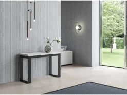 Mesa tipo libro 120/200x45/90 cm Tecno Double Fresno Blanco estructura Antracita