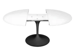 Mesa tulipán oval extensible 160/220 cm negro mate-Color de la bandeja Blanco mate-Anchura 170/230 cm-Color de los pies Negro brillante