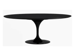 Mesa tulipán oval extensible 160/220 cm negro mate-Color de la bandeja Blanco mate-Anchura 170/230 cm-Color de los pies Negro brillante