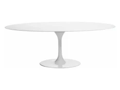 Mesa tulipán oval extensible 160/220 cm negro mate-Color de la bandeja Blanco mate-Anchura 170/230 cm-Color de los pies Negro brillante