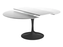 Mesa tulipán oval extensible 160/220 cm negro mate-Color de la bandeja Blanco mate-Anchura 170/230 cm-Color de los pies Negro brillante