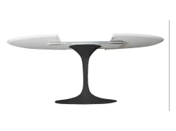 Mesa tulipán oval extensible 160/220 cm negro mate-Color de la bandeja Blanco mate-Anchura 170/230 cm-Color de los pies Negro brillante