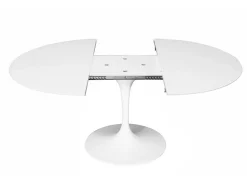 Mesa tulipán oval extensible 160/220 cm negro mate-Color de la bandeja Blanco mate-Anchura 170/230 cm-Color de los pies Blanco brillante