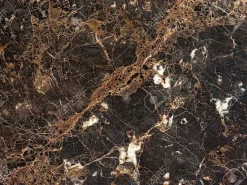 Mesa tulipán ovalada de mármol blanco con base brillante 160 cm-Bandeja Mármol marrón Emperador-Anchura 160 cm-Color de los pies Negro brillante
