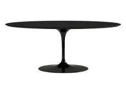 Mesa tulipán ovalada negro mate con base negro mate 225 cm-Color de la bandeja Blanco mate-Anchura 240 cm-Color de los pies Blanco mate