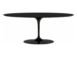 Mesa tulipán ovalada negro mate con base negro mate 225 cm-Color de la bandeja Negro mate-Anchura 180 cm-Color de los pies Negro mate