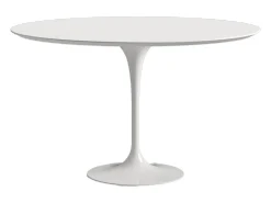 Mesa tulipán redonda 140 cm blanco mate-Color de la bandeja Blanco mate-Diámetro 100 cm-Color de los pies Blanco brillante