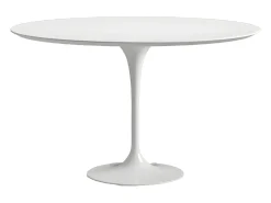 Mesa tulipán redonda 140 cm blanco mate-Color de la bandeja Negro mate-Diámetro 130 cm-Color de los pies Negro mate