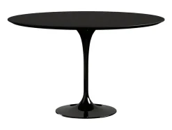 Mesa tulipán redonda 140 cm blanco mate-Color de la bandeja Negro mate-Diámetro 140 cm-Color de los pies Negro brillante