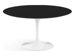 Mesa tulipán redonda 140 cm blanco mate-Color de la bandeja Negro mate-Diámetro 160 cm-Color de los pies Blanco mate