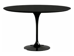 Mesa tulipán redonda 140 cm blanco mate-Color de la bandeja Negro mate-Diámetro 90 cm-Color de los pies Blanco mate