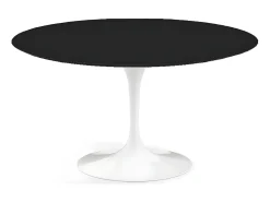 Mesa tulipán redonda 140 cm blanco mate-Color de la bandeja Negro mate-Diámetro 90 cm-Color de los pies Blanco brillante