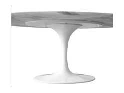Mesa tulipán redonda 140 cm blanco mate-Color de la bandeja Negro mate-Diámetro 160 cm-Color de los pies Negro mate