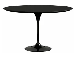 Mesa tulipán redonda 140 cm blanco mate-Color de la bandeja Negro mate-Diámetro 90 cm-Color de los pies Negro mate