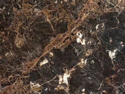Mesa tulipán redonda, 110 cm, mármol negro, base negro mate-Bandeja Mármol arabescato-Diámetro 120 cm-Color de los pies Blanco brillante