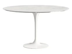Mesa tulipán redonda, 110 cm, mármol negro, base negro mate-Bandeja Mármol verde alpi-Diámetro 110 cm-Color de los pies Blanco brillante